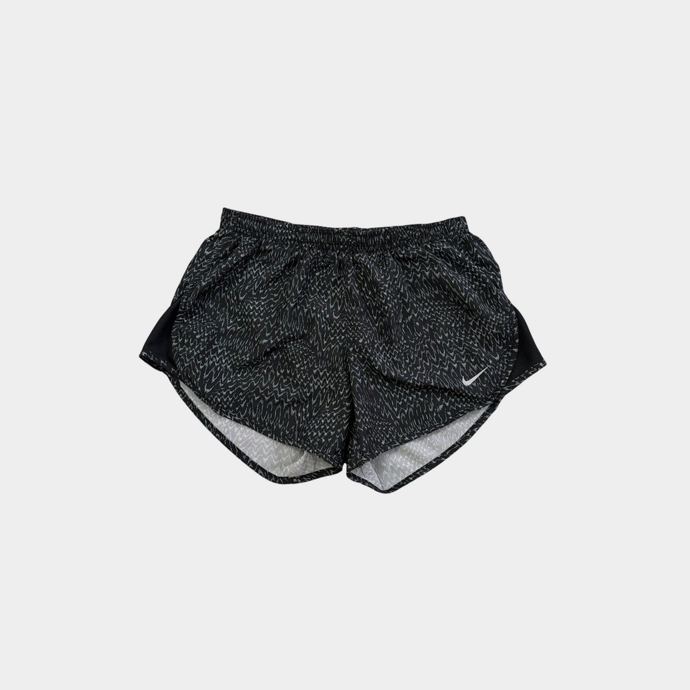 Nike Running Shorts Womens XS Black White Dri-Fit Printed Mesh Zipper Pocket